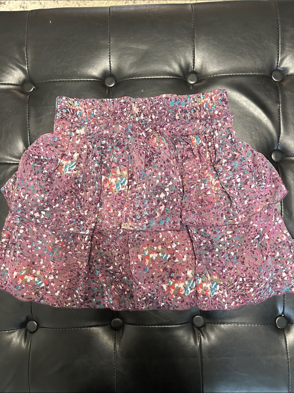 Mudd Purple Floral Smocked Mini Skirt